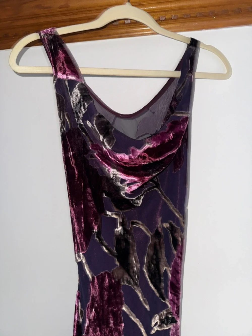 Vintage Cache Purple Floral Velvet Maxi Slip Dress - Picture 3 of 6